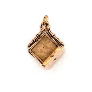 14K Gold & Diamond Star Antique Locket, square gold Victorian locket for holding pictures and photos, open locket view