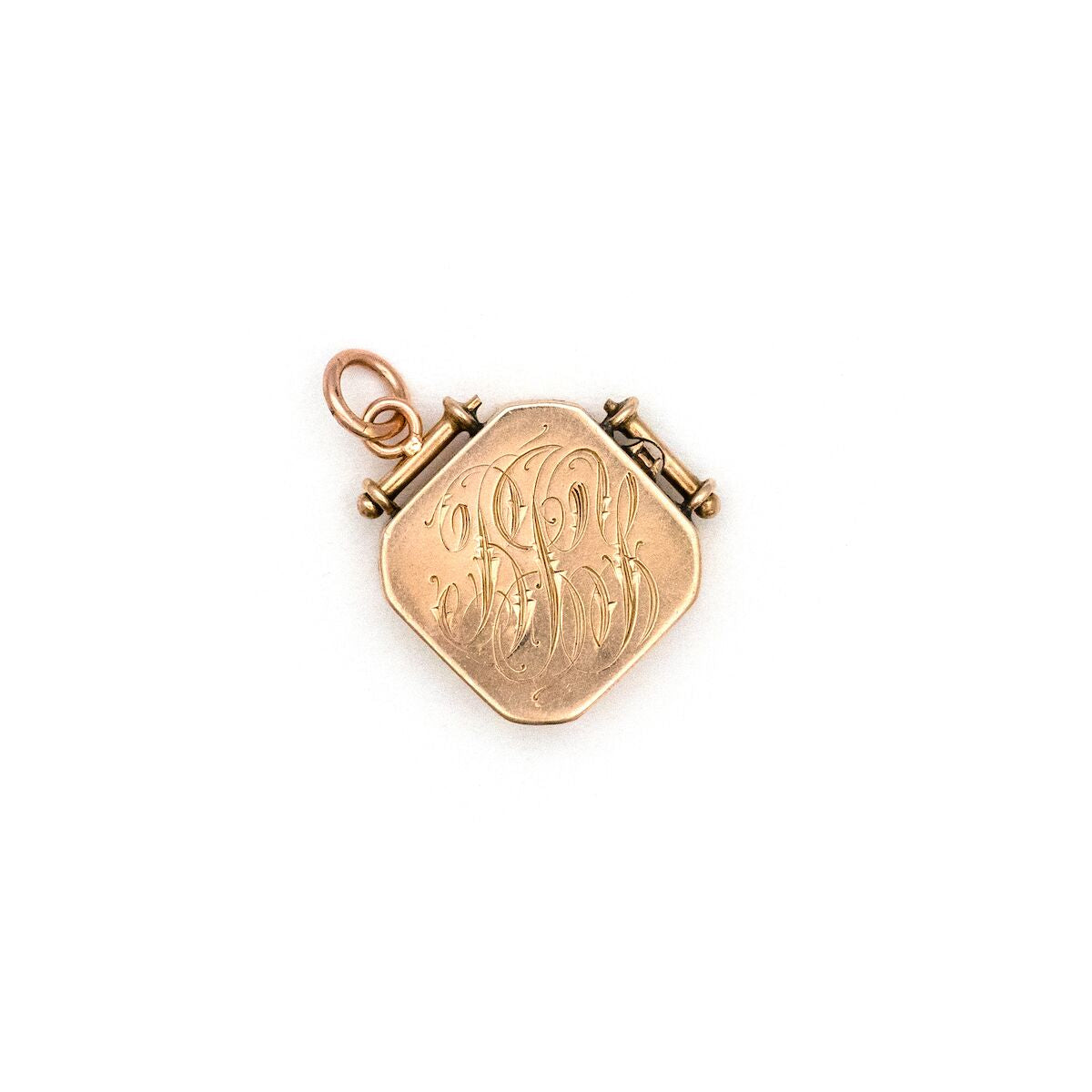 12K Rose Gold Diamond Fleur-de-lis Antique Locket