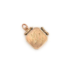 12K Rose Gold Diamond Fleur-de-lis Antique Locket