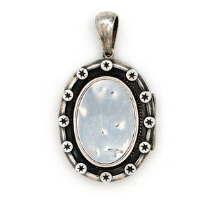 Sterling Silver Oval Stars Locket