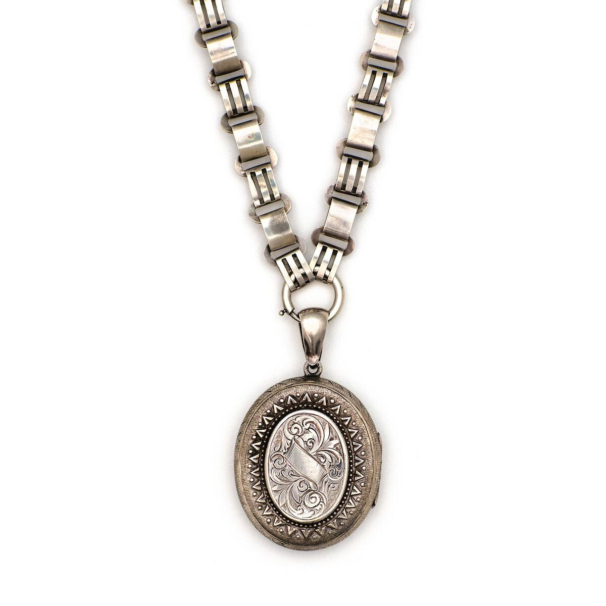 Silver Oval Textured Locket