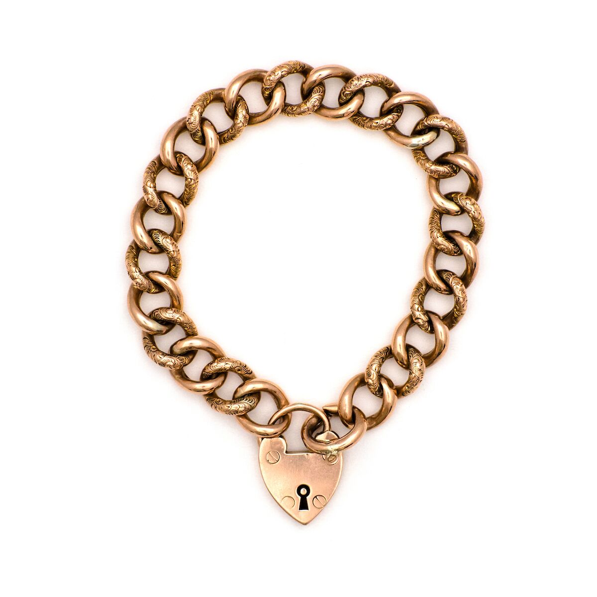 Victorian 9K Rose Gold Heart Lock Bracelet