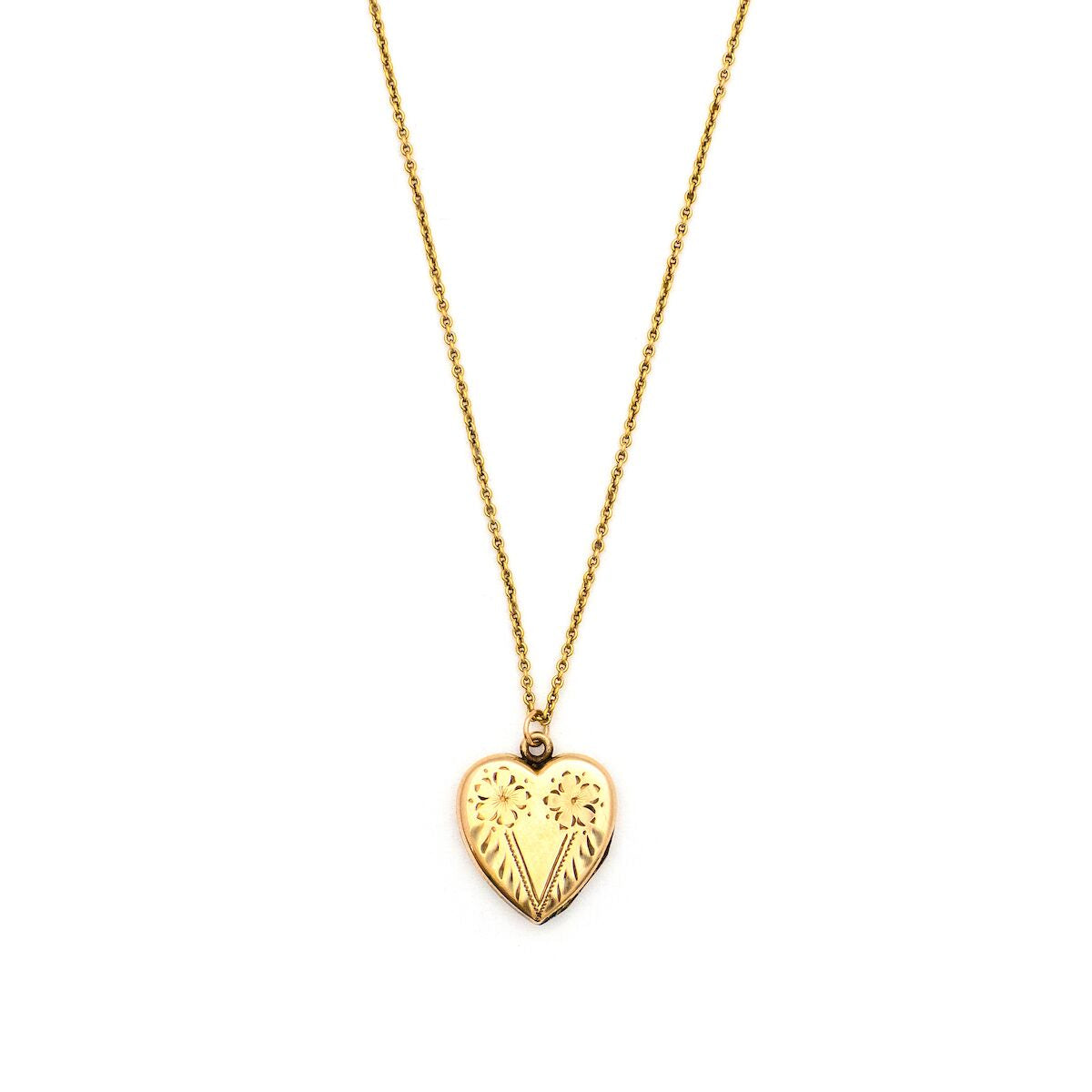 Twin Flowers Heart Locket