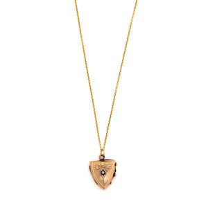 10K Pearl Shield Locket