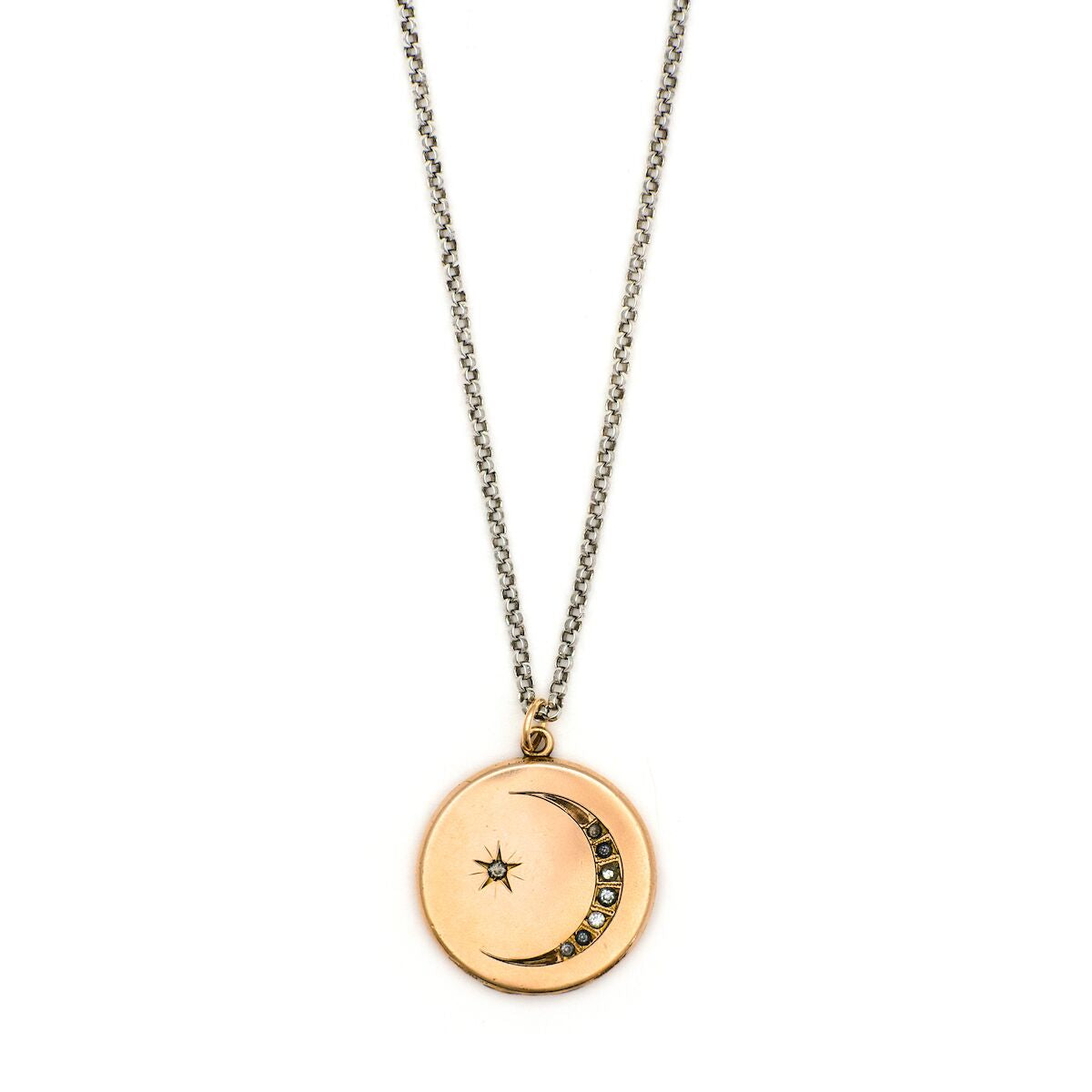 Exquisite Crescent Moon and Star Locket