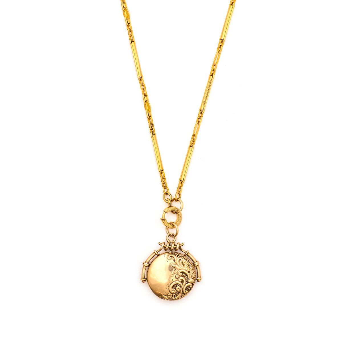 Solid 12K Floral Scroll Locket