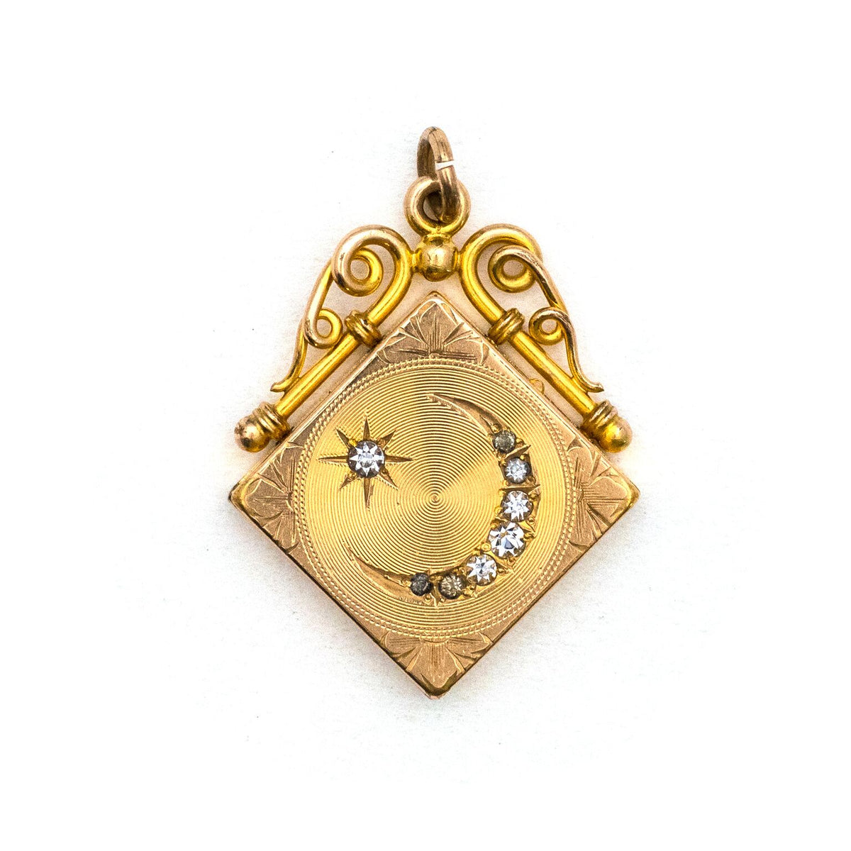 Crescent Moon & Star Square Locket