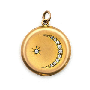 Matte Crescent Moon & Star Locket