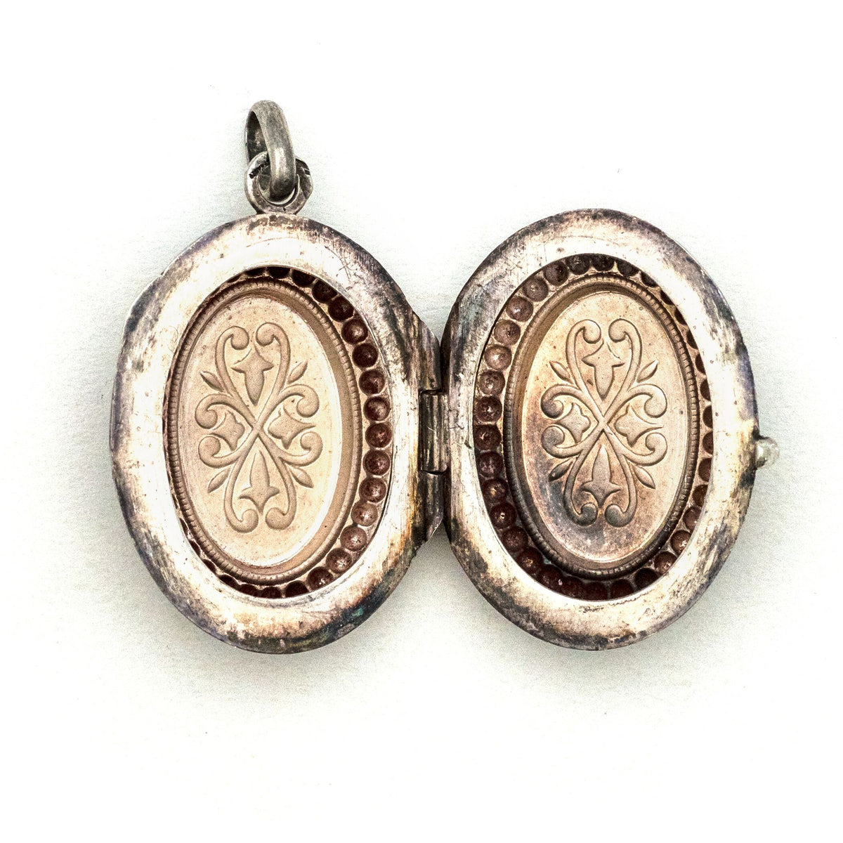 Sterling Silver Beaded Oval Locket